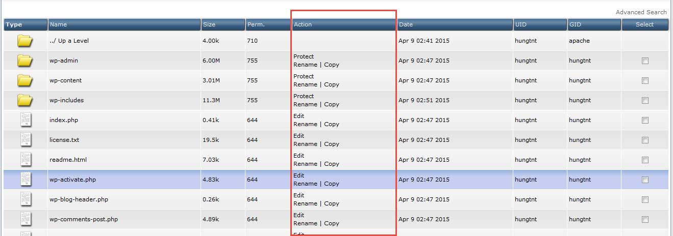 Sử dụng File Manager trên DirectAdmin