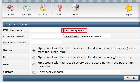 Tạo tài khoản ftp, kết nối filezilla trên Directadmin