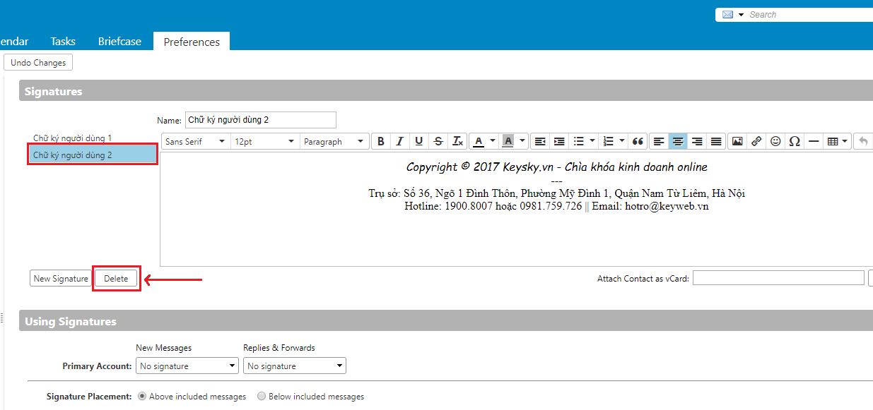 Hướng dẫn tạo, xóa chữ ký cho email trên webmail Zimbra