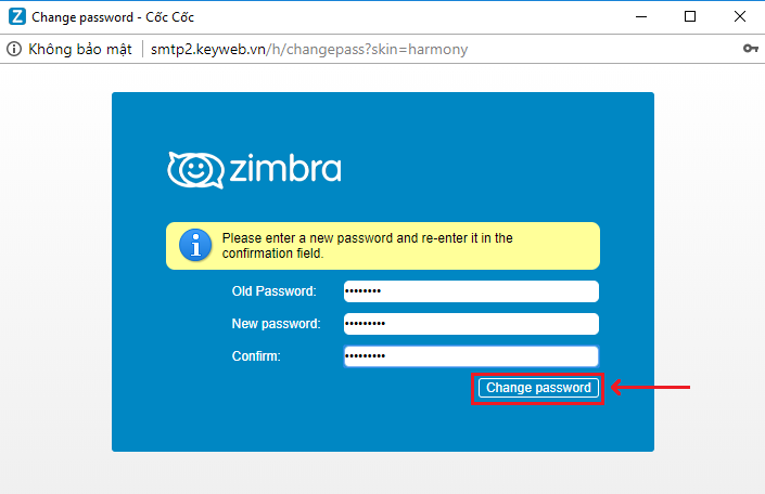 Hướng dẫn đổi mật khẩu email trên webmail Zimbra