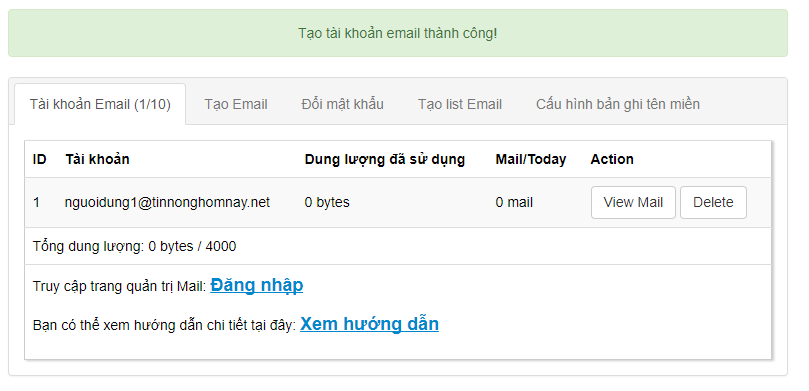 Hướng dẫn quản lý Email Doanh Nghiệp tại trang quản lý Keyweb.vn